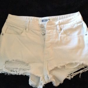 White distressed Brandy Melville jean shorts